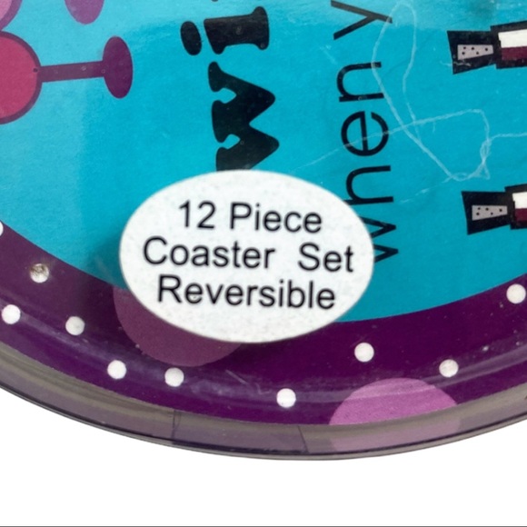 New 12 Piece Coaster Set “Wine Flies When You’re Having Fun” - Picture 5 of 7